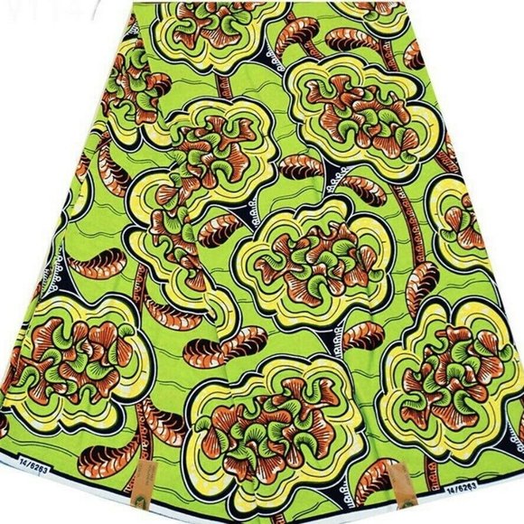 African Print Fabric|100% Wax Cotton Fabric| Shade of Green - Picture 2 of 2